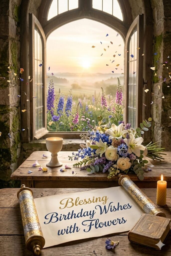 Blessing Birthday Wishes with Flowers