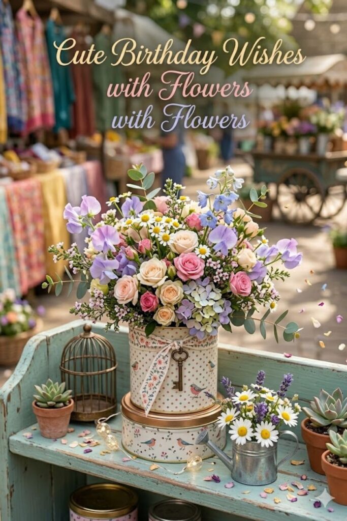 Cute Birthday Wishes with Flowers