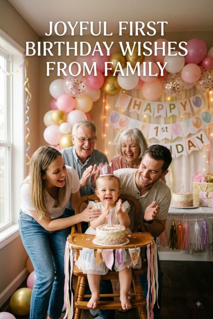 Joyful First Birthday Wishes from Family
