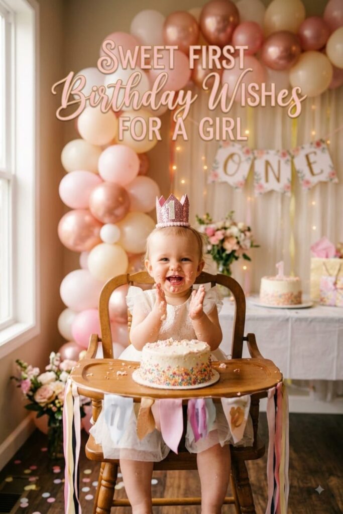 Sweet First Birthday Wishes for a Girl