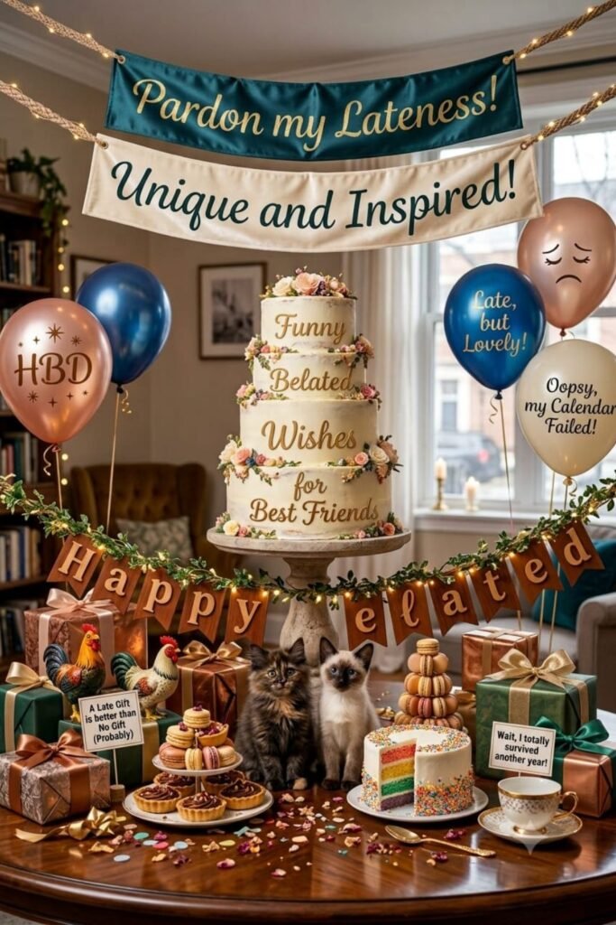 Funny Belated Wishes for Best Friends