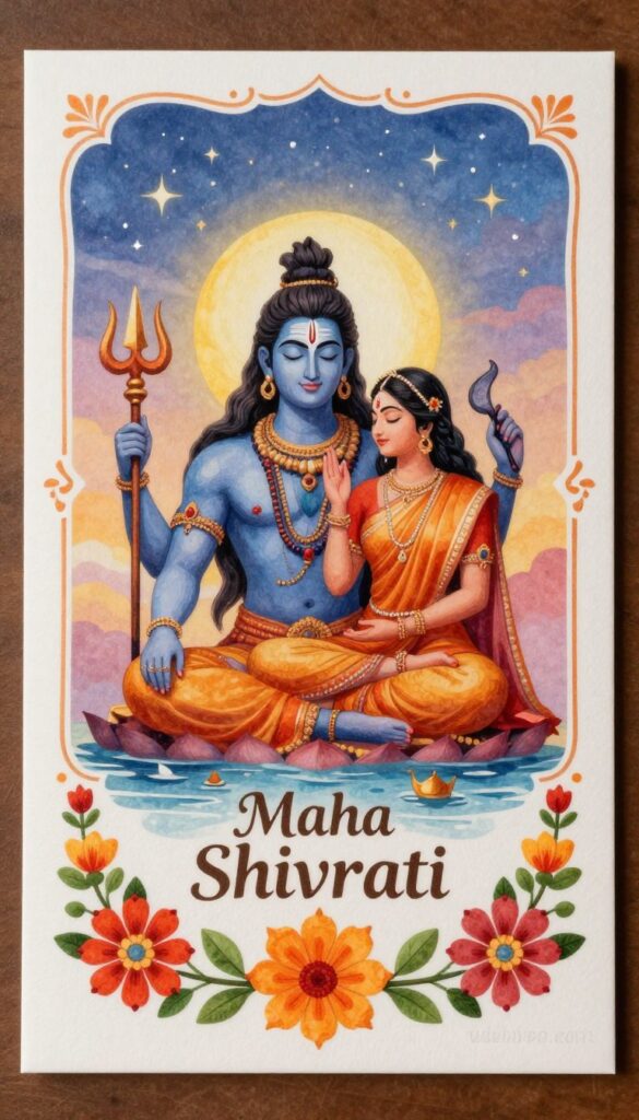 A devotional greeting card with Maha Shivratri blessings