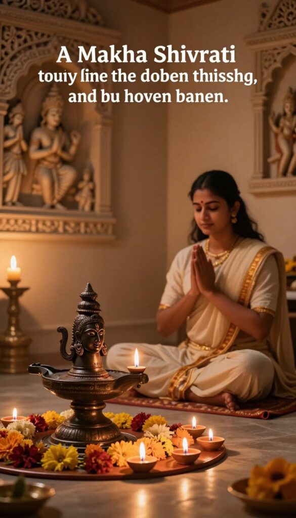 A quiet prayer scene with reflective Maha Shivratri quotes