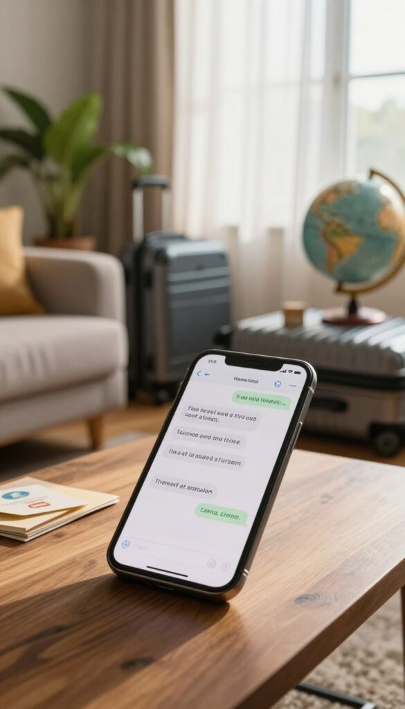 Quick safe travels text sent to a friend before a trip