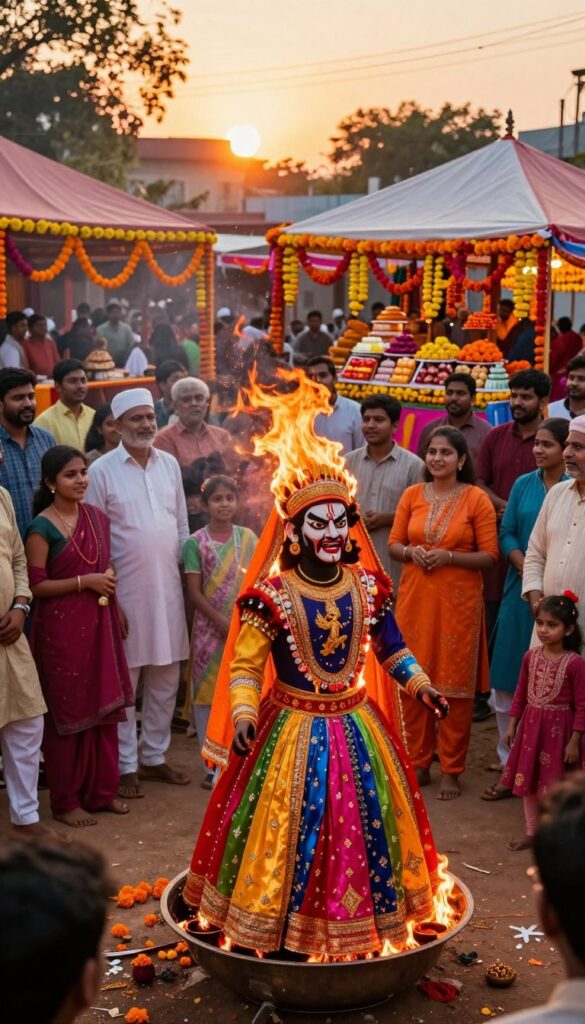 Ramlila effigy burning alongside regional Vijaya Dashami celebrations