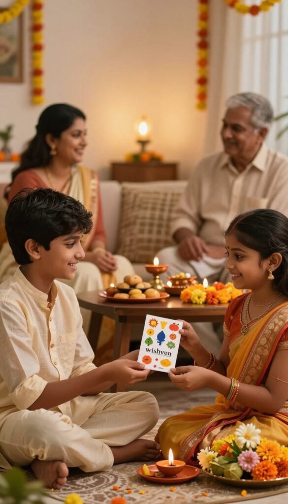 Siblings sending blessings and festival wishes to parents